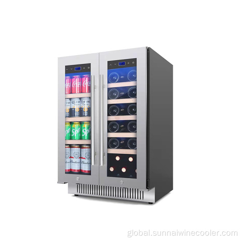 Built In Compressor Wine Cooler Double door built in wine and beverage cooler Factory